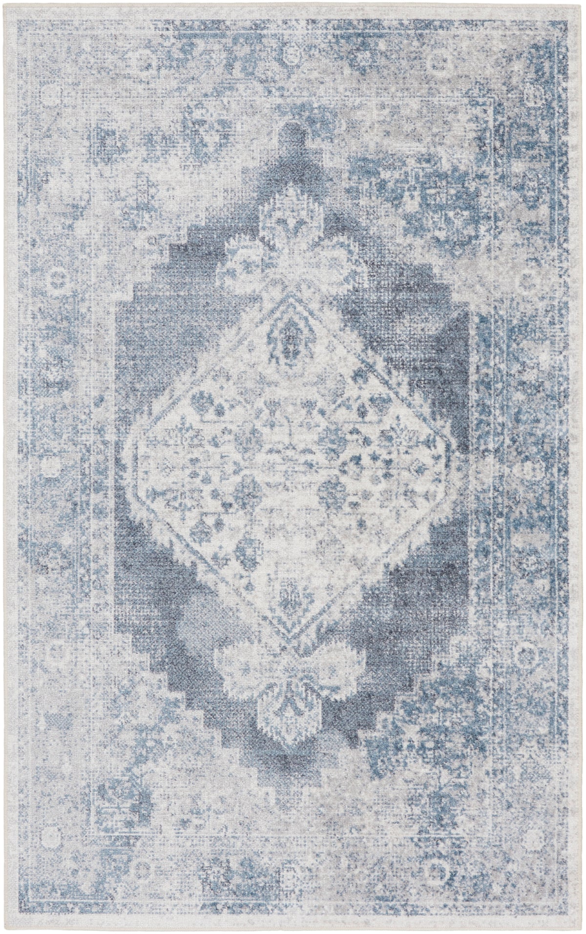 Astra Machine Washable ASW11 Blue Ivory Rug - Rectangle
