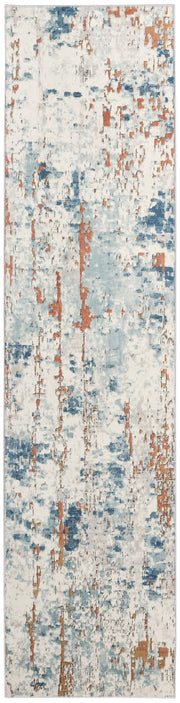 Quarry QUA01 Beige Blue Rust Rug - Runner