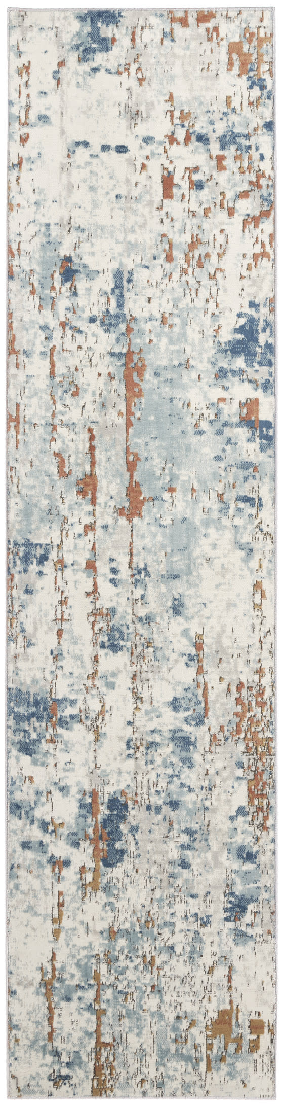 Quarry QUA01 Beige Blue Rust Rug - Runner