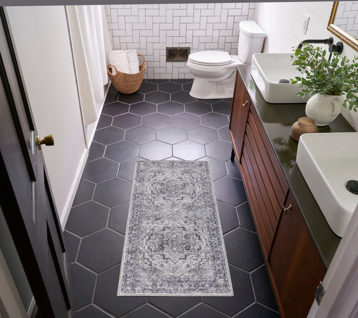 New Concept Washables SR101 Ivory Beige Rug - room scene