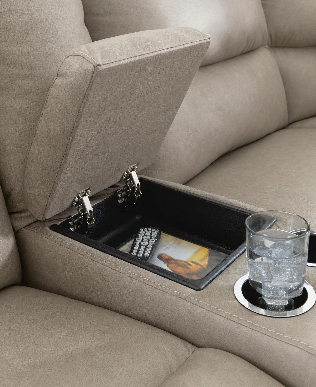 Narwhal Place 6-Piece Reclining Sectional with Storage Console Faux Leather