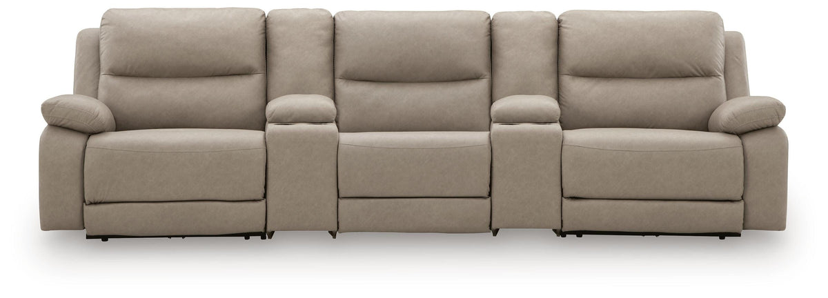 Narwhal Place 5-Piece Reclining Sectional with Storage Consoles Faux Leather