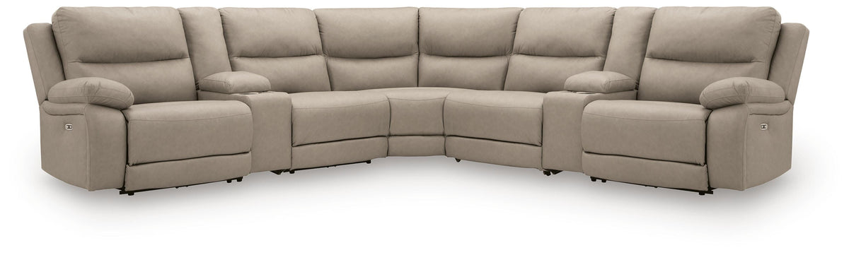Narwhal Place 7-Piece Reclining Sectional with Storage Consoles Faux Leather