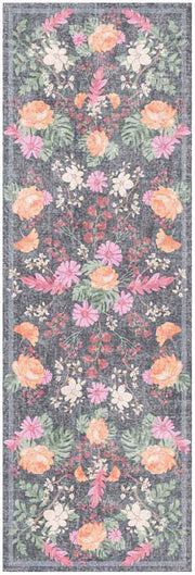 Botanical Washables BOT02 Charcoal Multicolor Rug - Runner