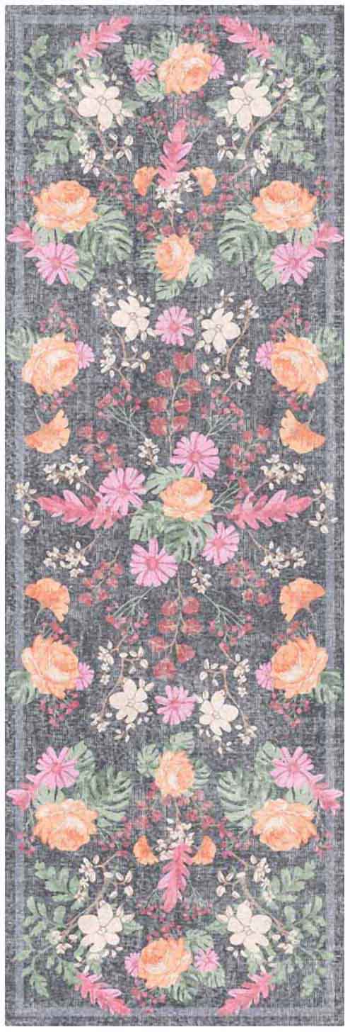 Botanical Washables BOT02 Charcoal Multicolor Rug - Runner