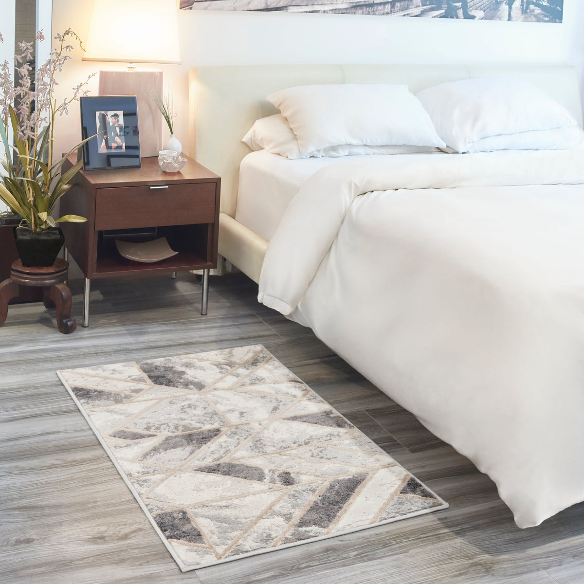 Elation ETN11 Ivory Grey Rug - room scene