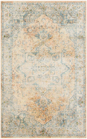 Astra Machine Washable ASW12 Beige Blue Rug - Rectangle