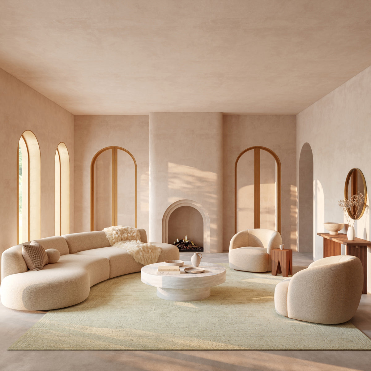 Ravello RVL02 Ivory Grey Rug - room scene