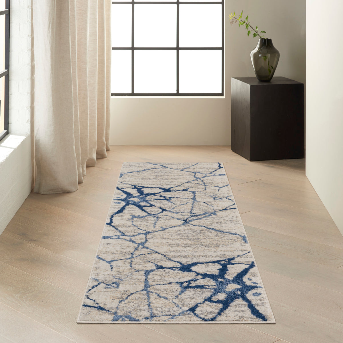 River Flow RFV05 Ivory Blue Rug - room scene