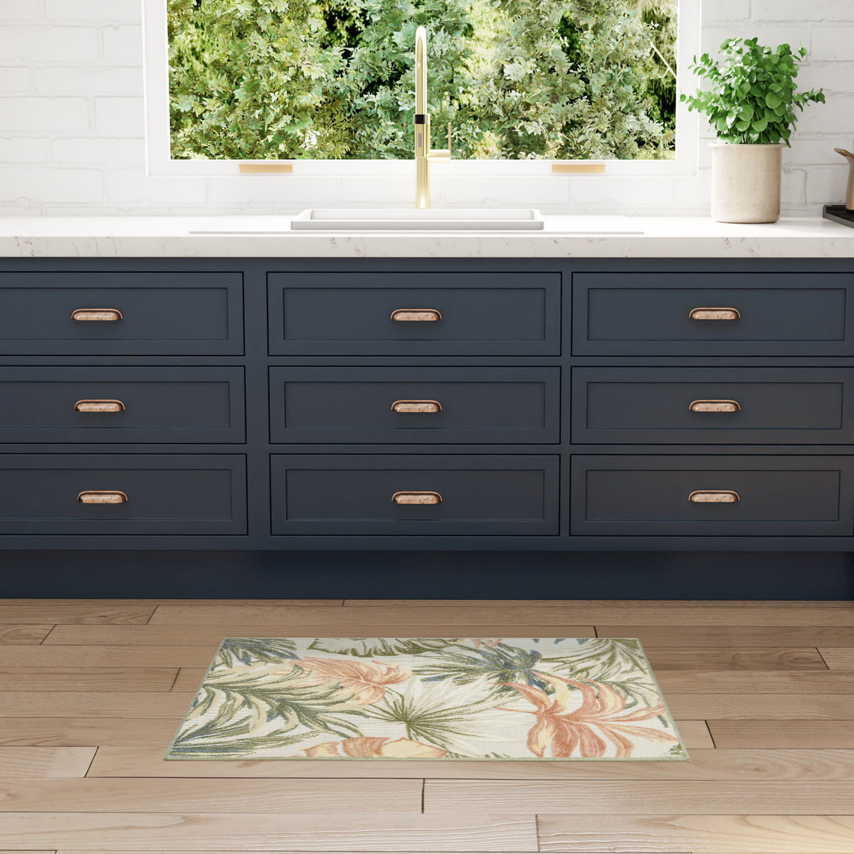Aloha ALH43 Ivory Green Rug - room scene