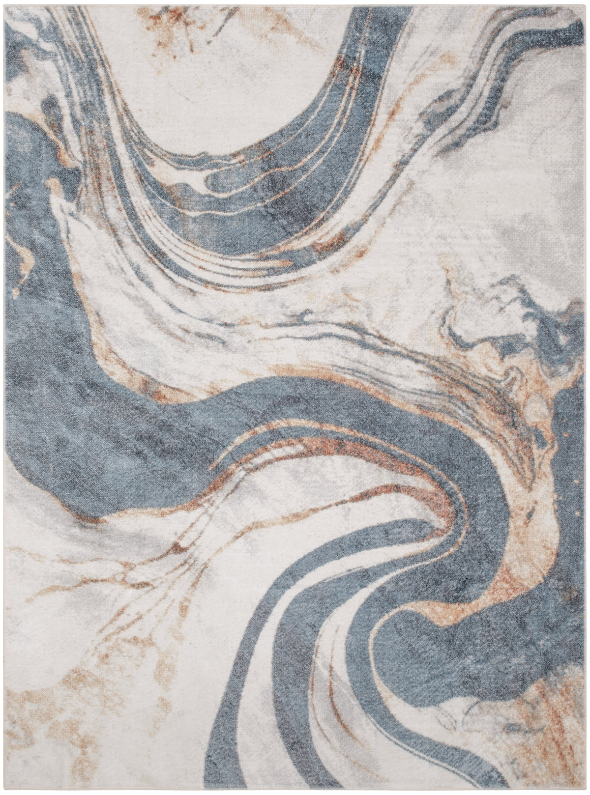 Astra Machine Washable ASW15 Ivory Blue Rug - Rectangle