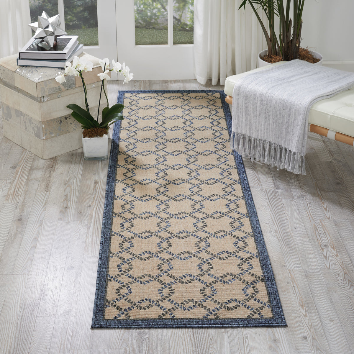 Caribbean CRB16 Ivory Blue Rug - room scene