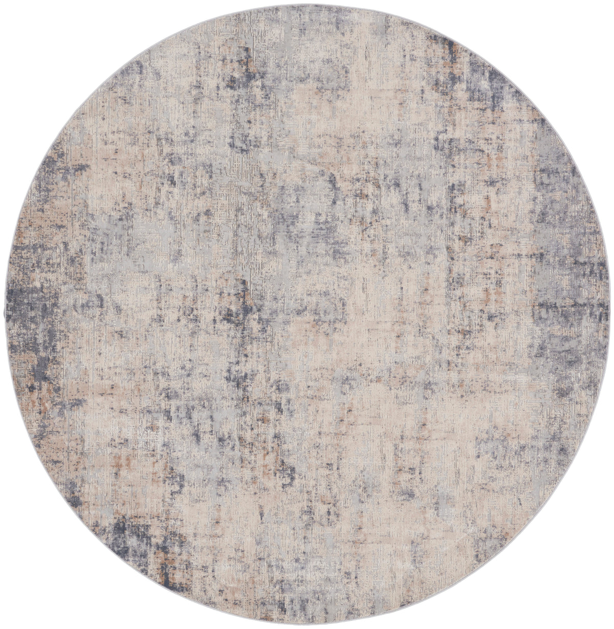 Rustic Textures RUS01 Grey Beige Rug - Round