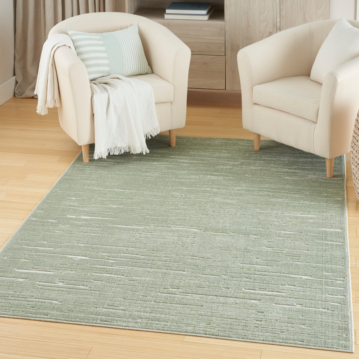 Care Free CAF04 Green Rug - room scene