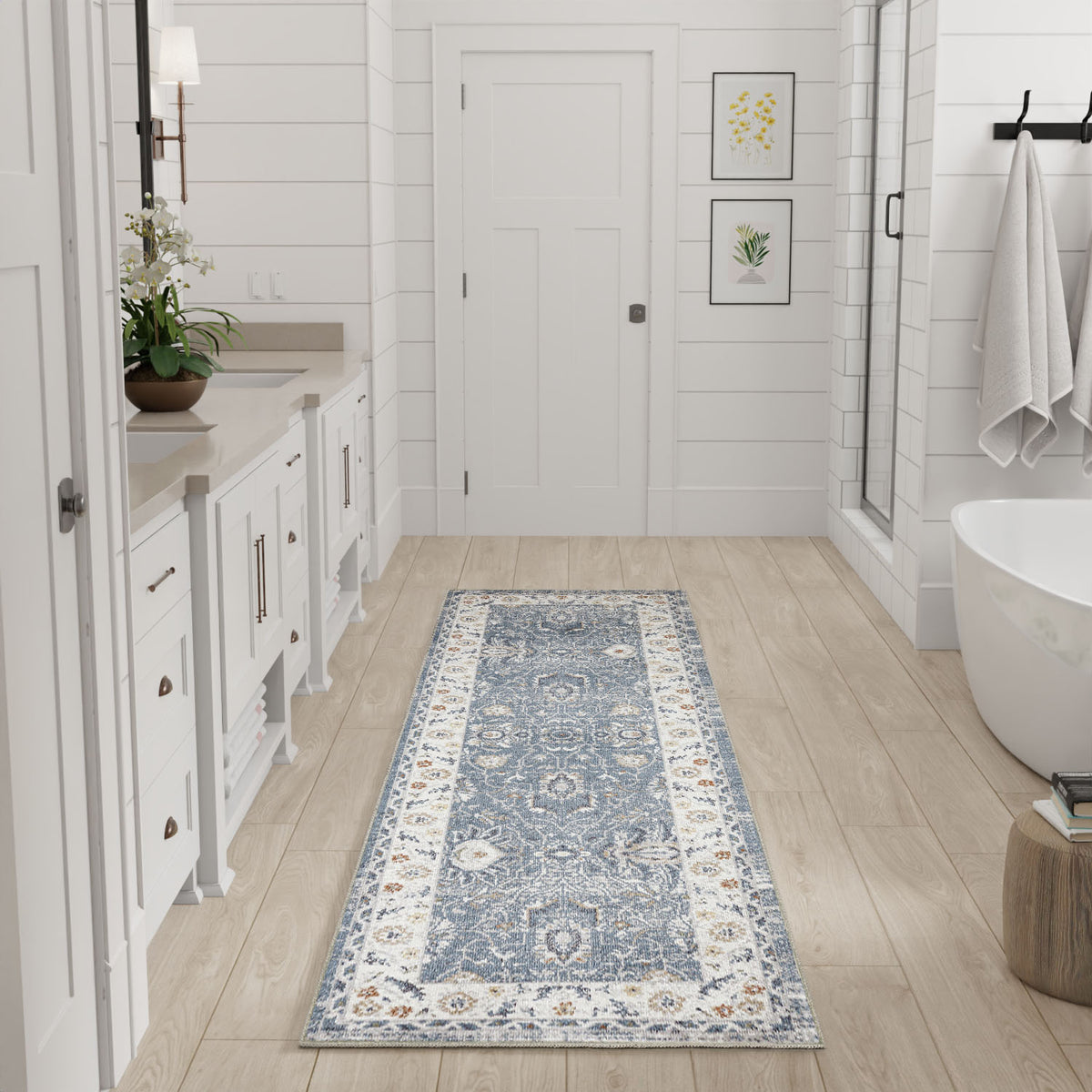 Astra Machine Washable ASW20 Blue Rug - room scene