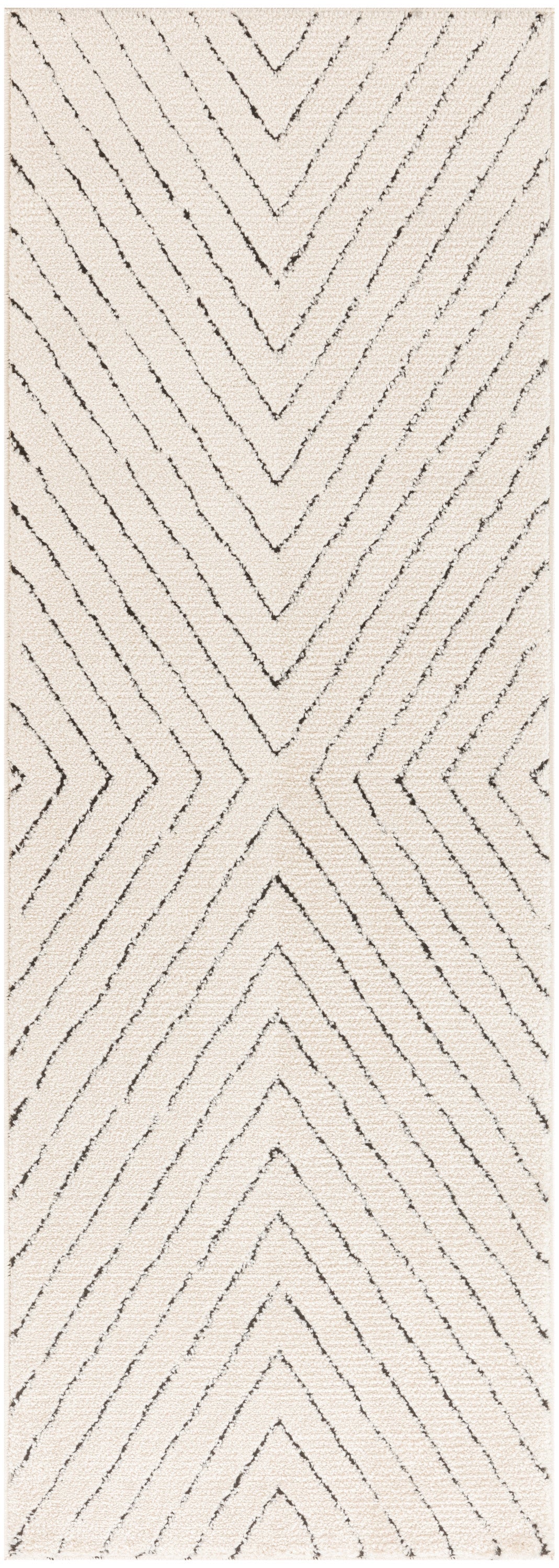 Modern Comfort MNC01 Ivory Black Rug - Runner