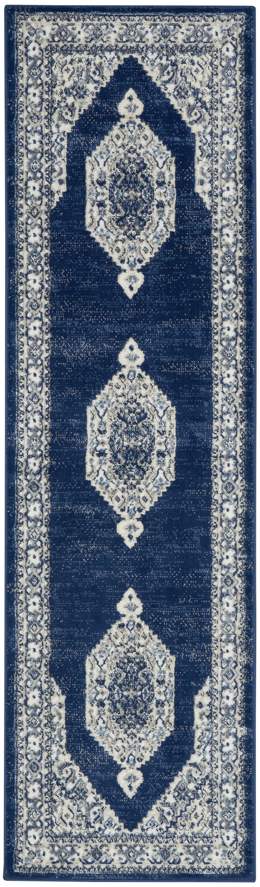Cyrus CYR01 Ivory Navy Rug - Runner