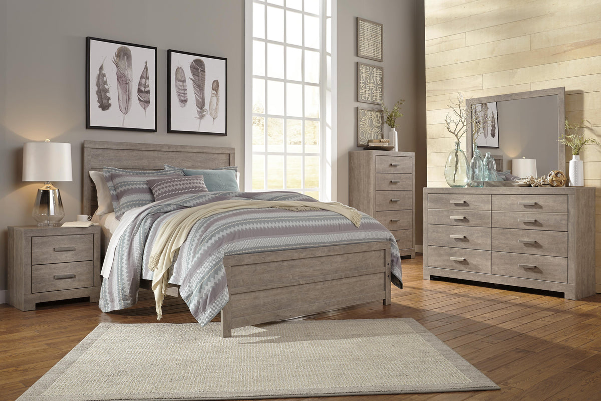Culverbach Panel Bed Set - Queen, Mirrored Dresser, Chest and 2 Nightstands