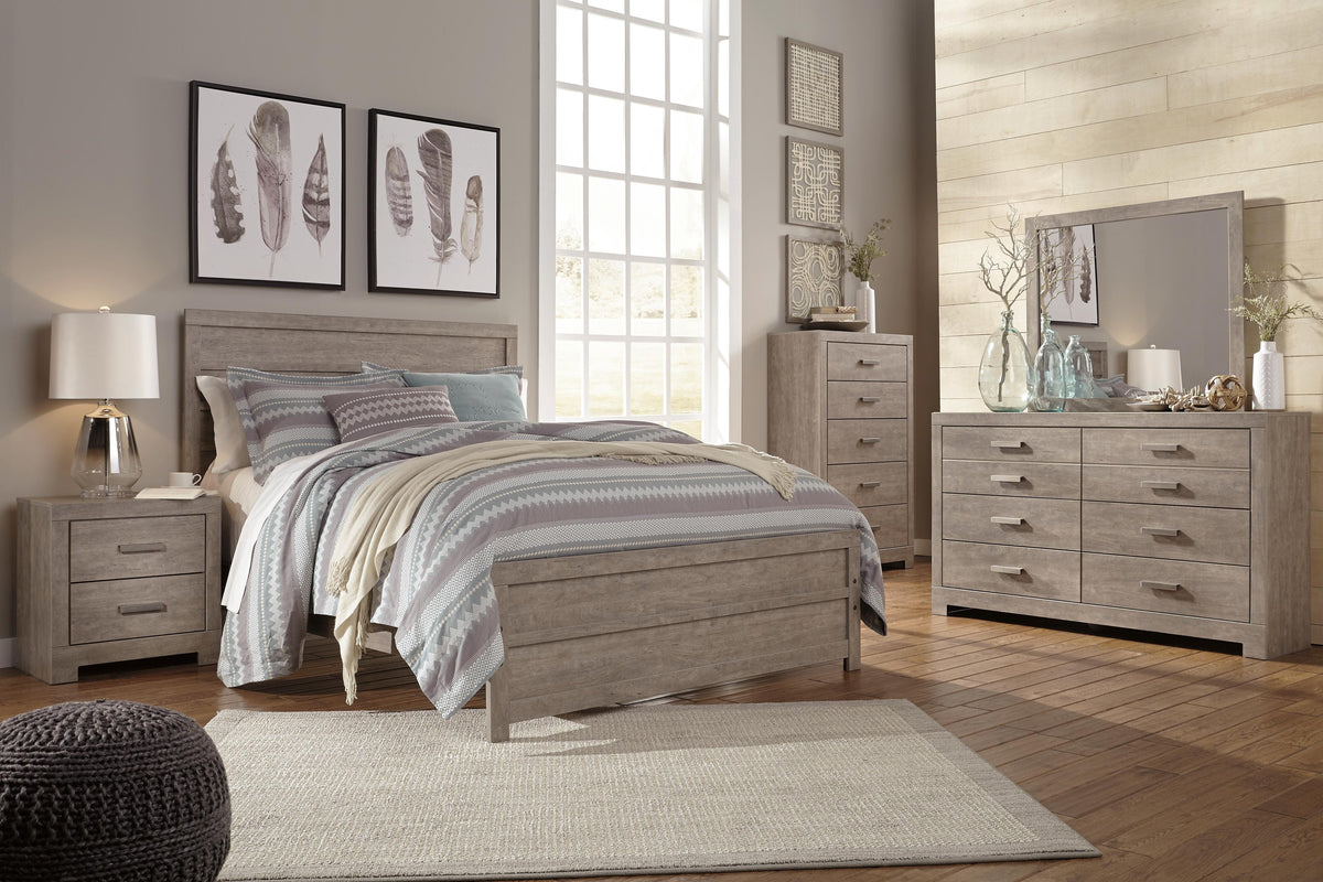 Culverbach Panel Bed Set - Queen, Mirrored Dresser, Chest and Nightstand