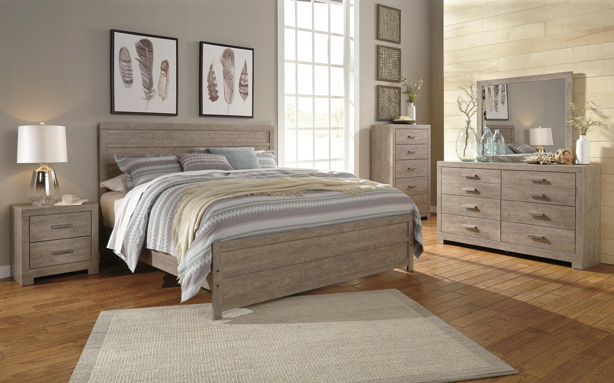 Culverbach Panel Bed Set - King, Mirrored Dresser and Chest