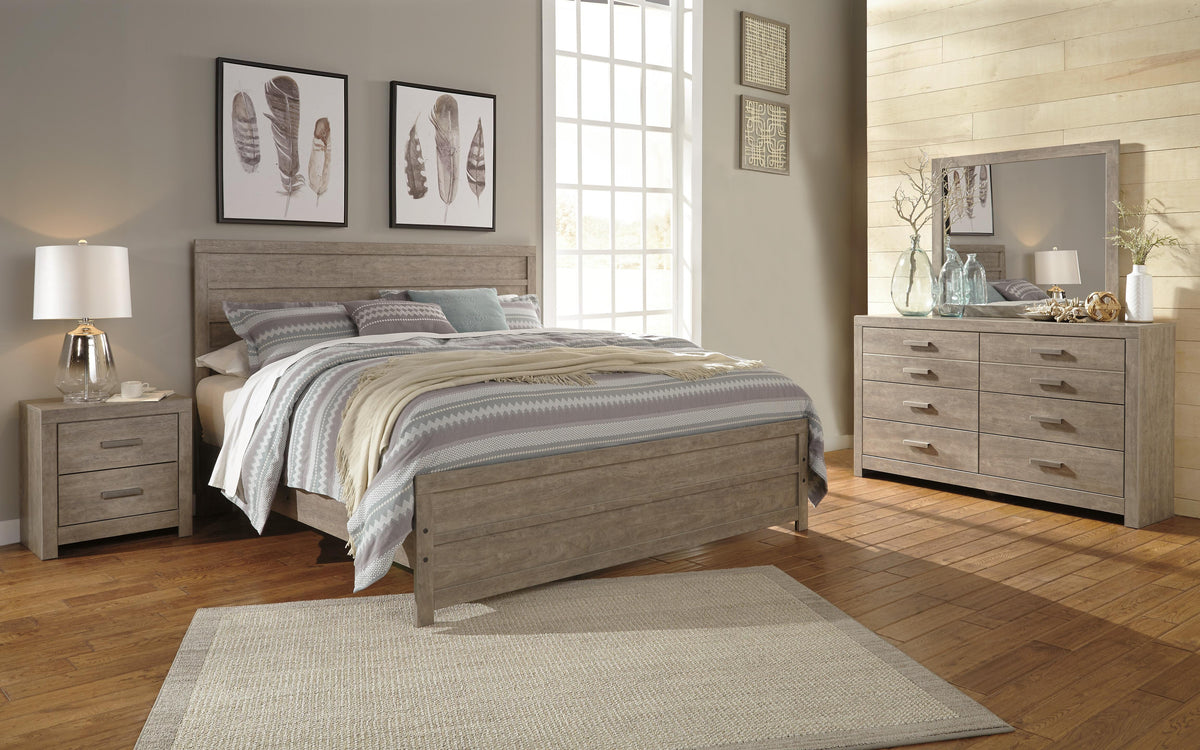 Culverbach Panel Bed Set - King, Mirrored Dresser