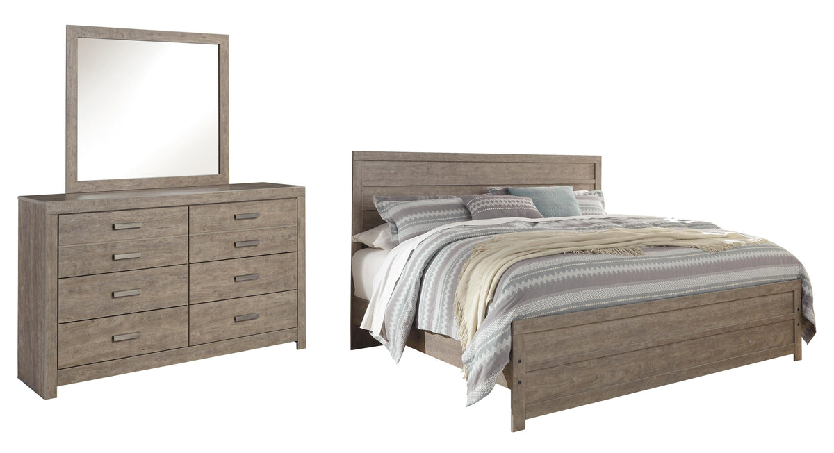 Culverbach Panel Bed Set - King, Mirrored Dresser