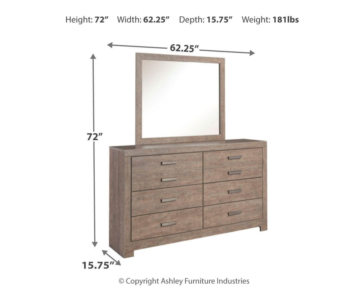 Culverbach Queen Bed with Mirrored Dresser and 2 Nightstand