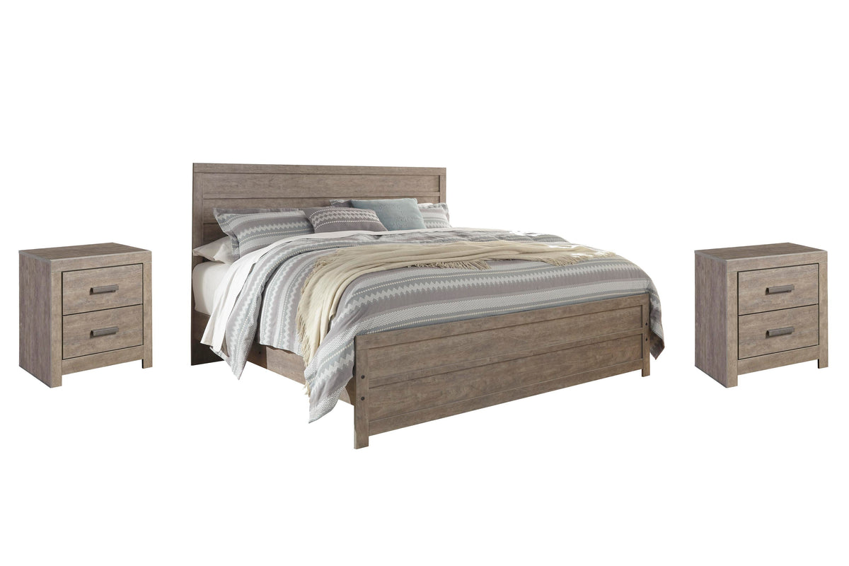 Culverbach Panel Bed Set - King, 2 Nightstands
