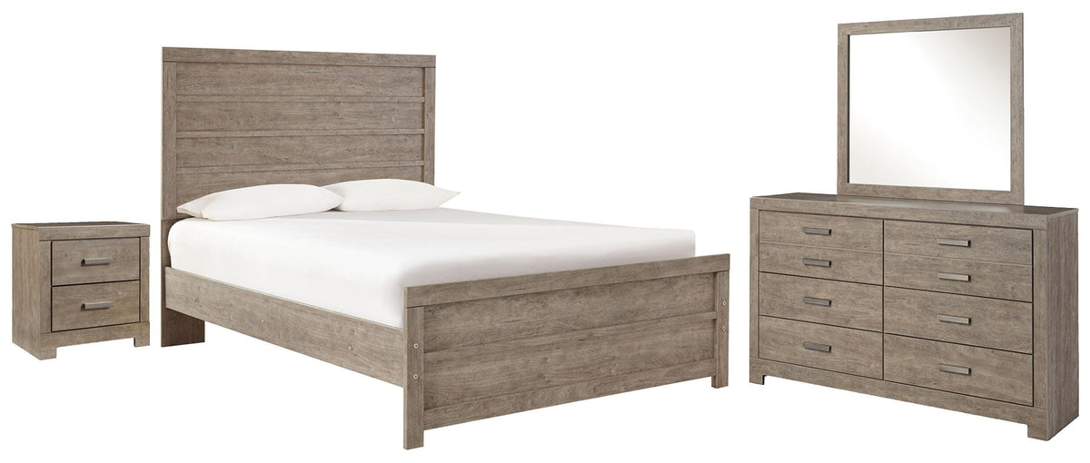 Culverbach Panel Bed Set - Full, Mirrored Dresser and 2 Nightstands