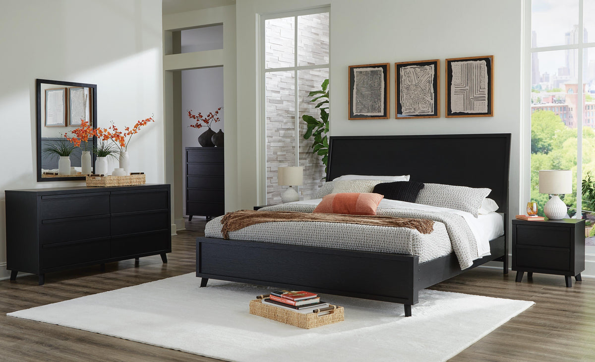 Danziar Panel Bed Set - King, Dresser, Mirror and 2 Nightstands
