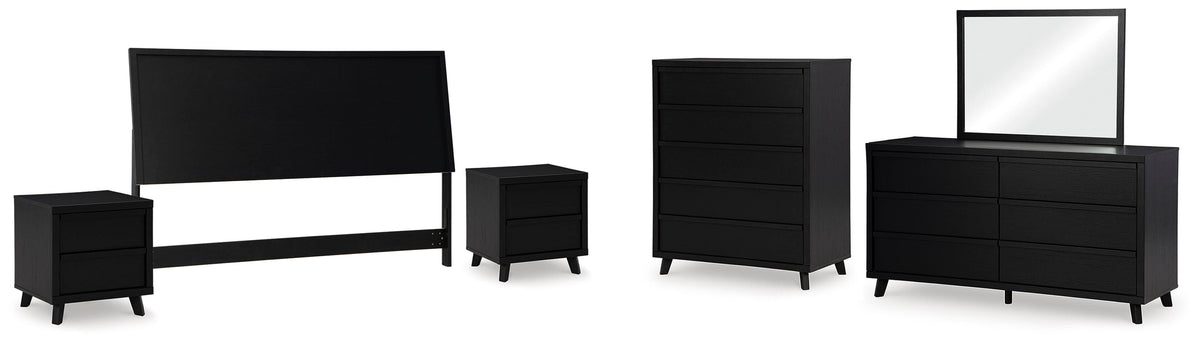 Danziar Panel Headboard Set - King, Dresser, Mirror, Chest and 2 Nightstands