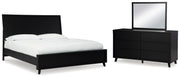 Danziar Panel Bed Set - Queen, Mirrored Dresser