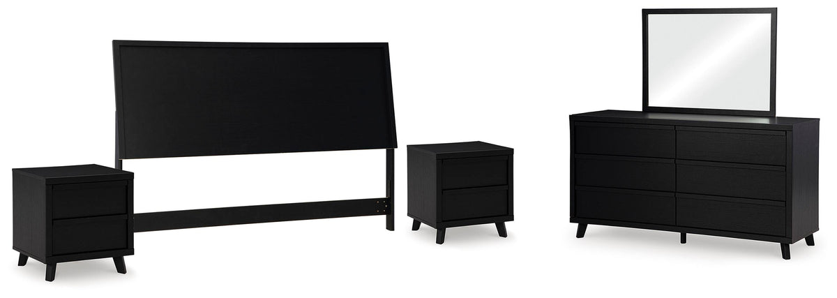 Danziar Panel Headboard Set - King, Dresser, Mirror and 2 Nightstands