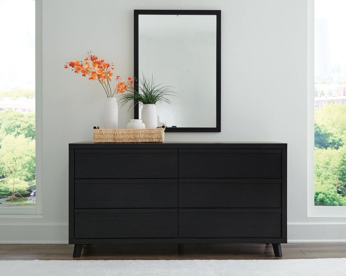 Danziar Panel Bed Set - King, Mirrored Dresser