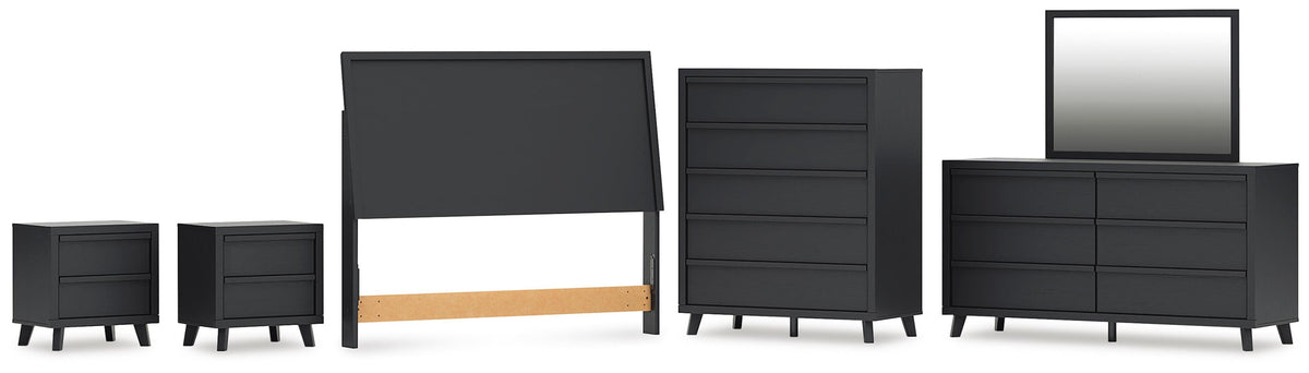 Danziar Panel Headboard Set - Queen, Dresser, Mirror, Chest and 2 Nightstands