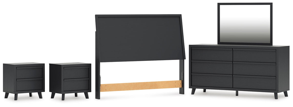 Danziar Panel Headboard Set - Queen, Dresser, Mirror and 2 Nightstands