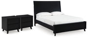 Danziar Queen Panel Platform Bed and 2 Nightstands