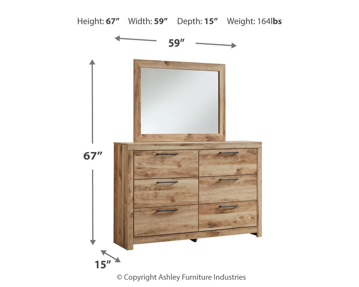 Hyanna Full Panel Bed with 1 Side Storage, Dresser and Mirror