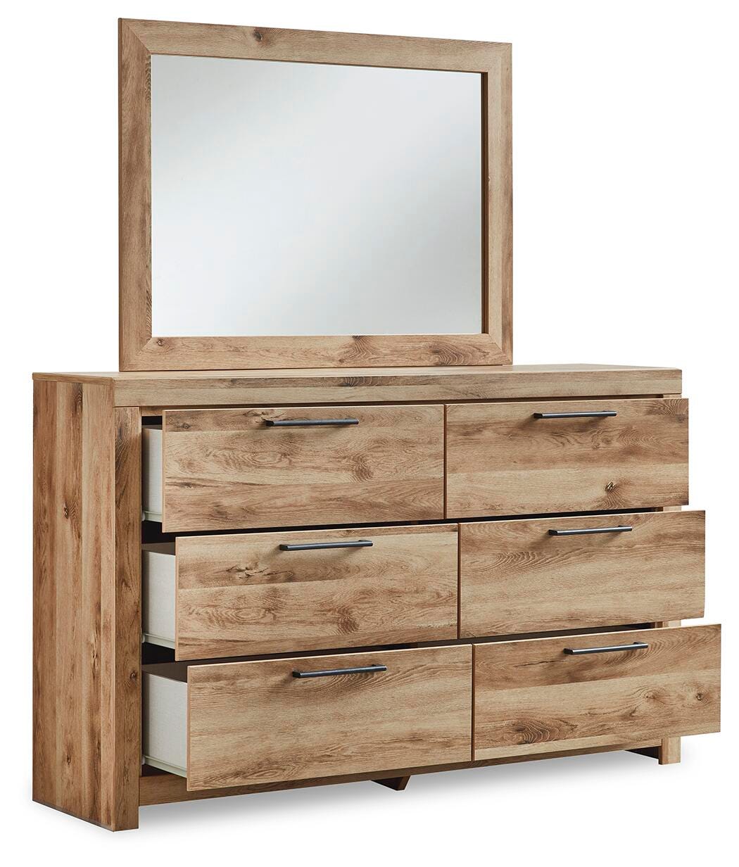Hyanna King Panel Storage Bed, Dresser, Mirror and 2 Nightstands