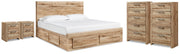 Hyanna King Panel Bed, 2 Chests and 2 Nightstands
