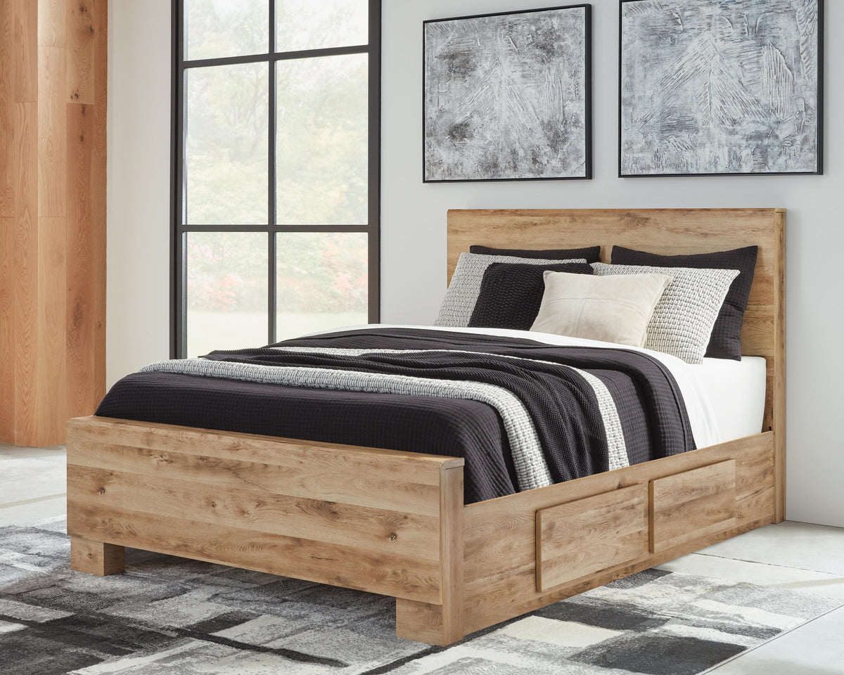 Hyanna Queen Panel Bed with Storage, Dresser, Mirror and Nightstand