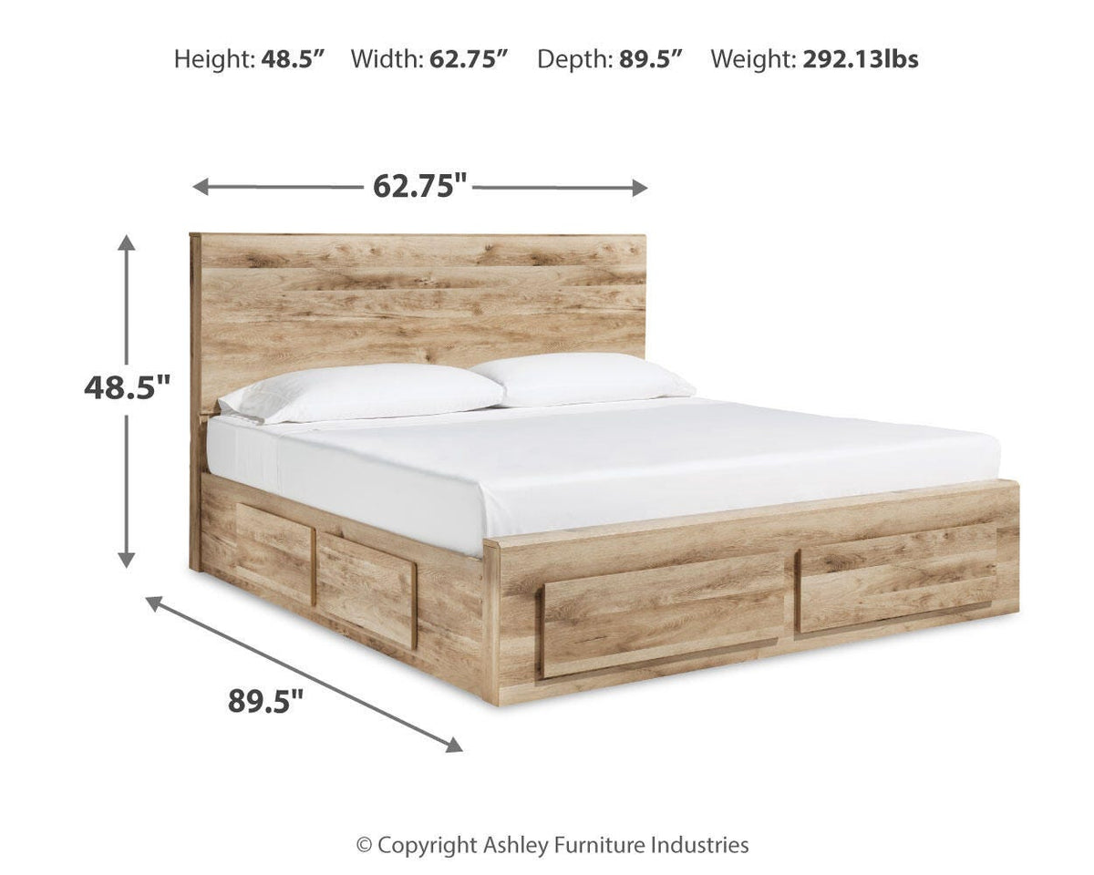 Hyanna Queen Panel Storage Bed with 2 Side Storage, Dresser and Mirror