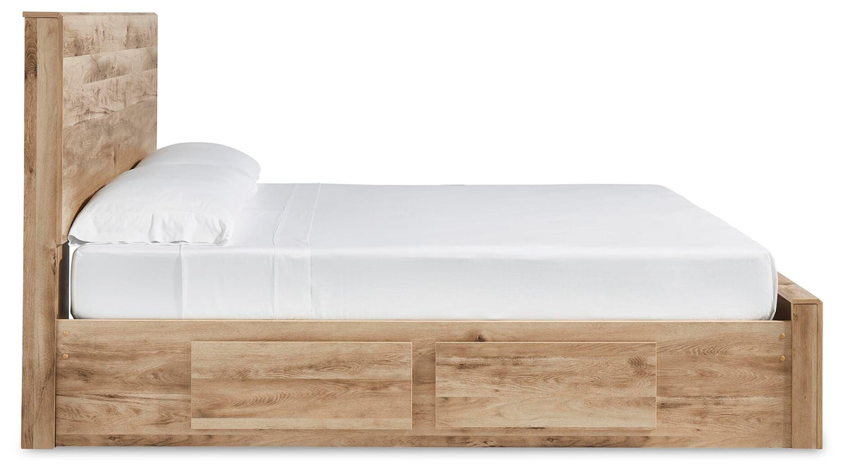 Hyanna Queen Panel Storage Bed with 1 Side Storage, Dresser and Mirror