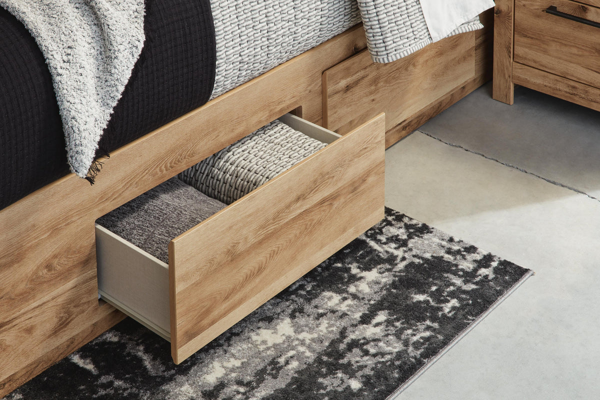 Hyanna Panel Storage Bed with 1 Under Bed Storage Drawer - King