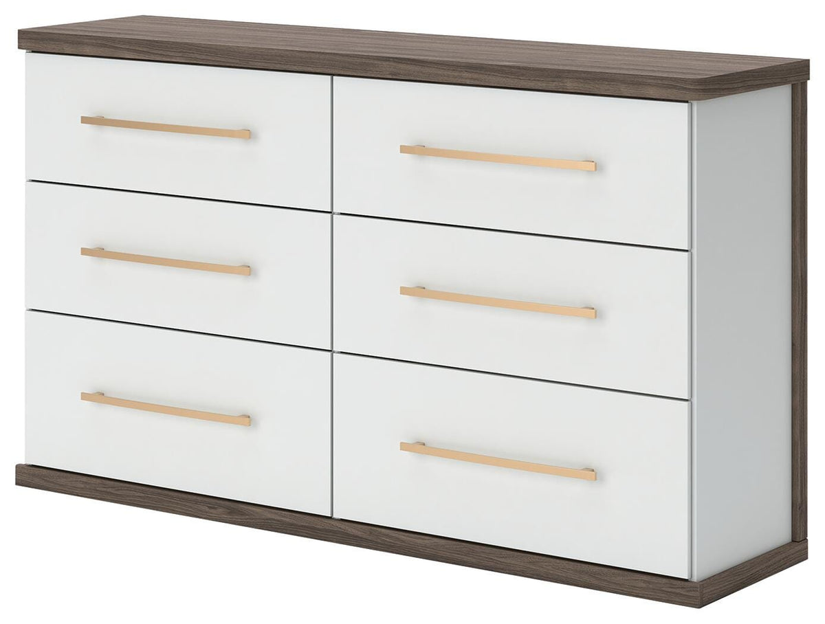 Kendanport Queen Upholstered Bed, Dresser and Nightstand