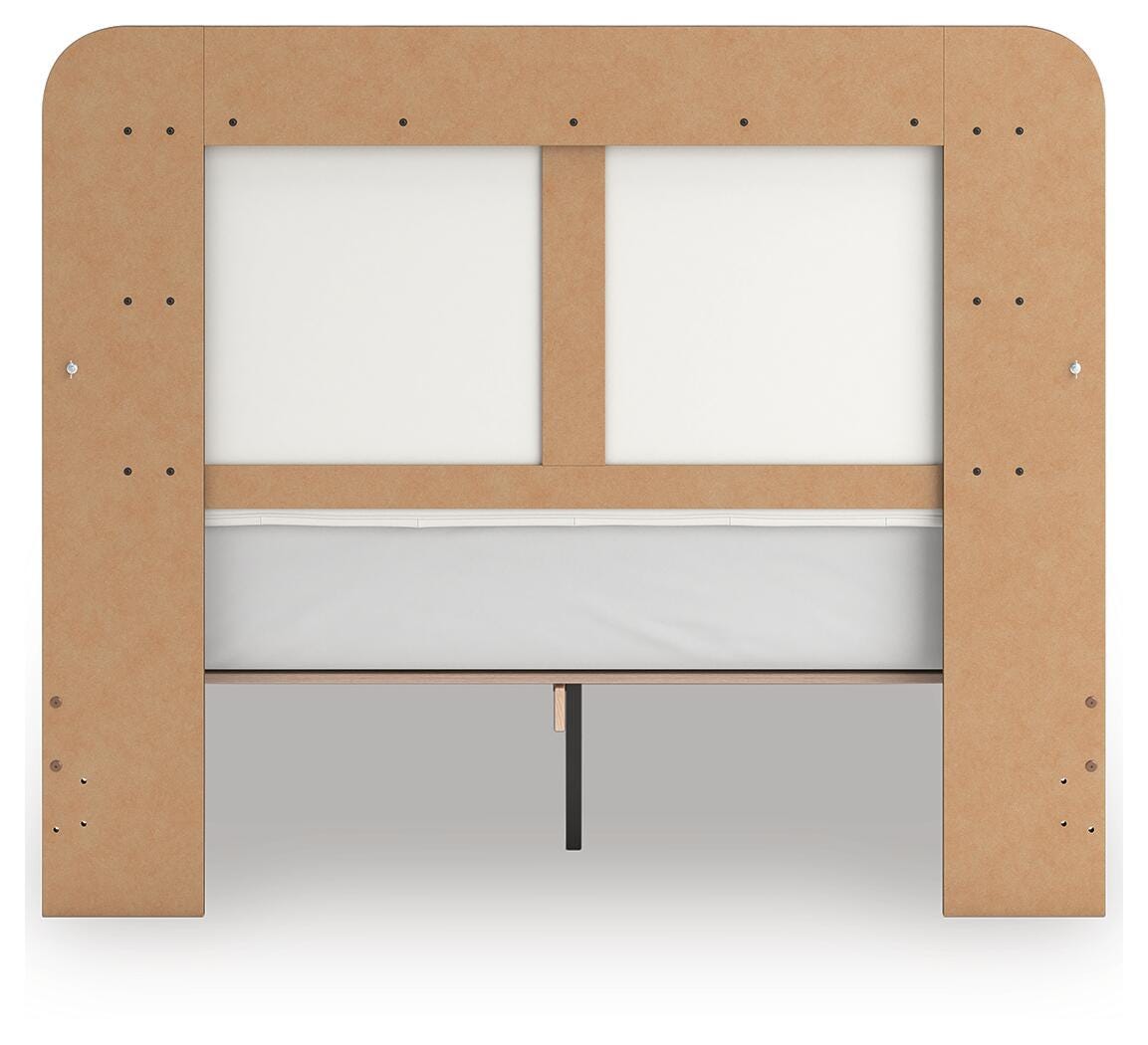 Kendanport Queen Upholstered Platform Bed, Dresser and Mirror