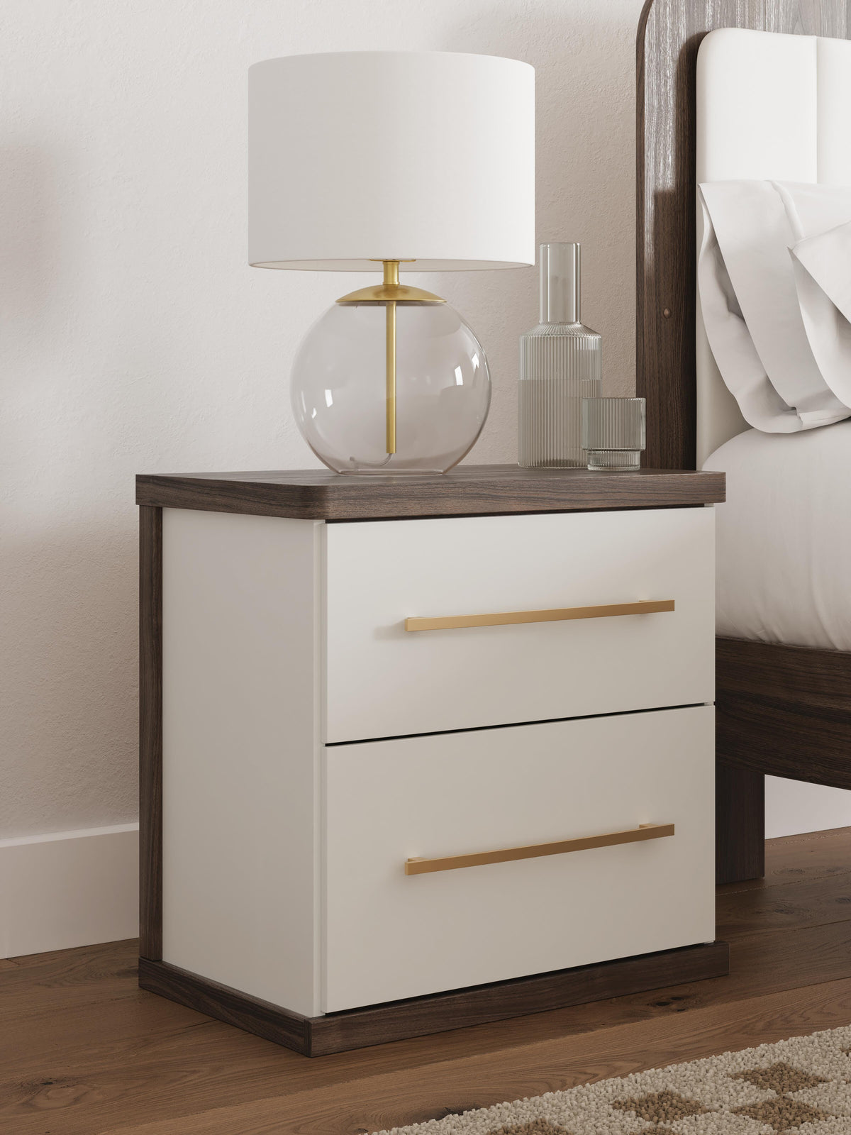 Kendanport Queen Upholstered Bed, Dresser and Nightstand