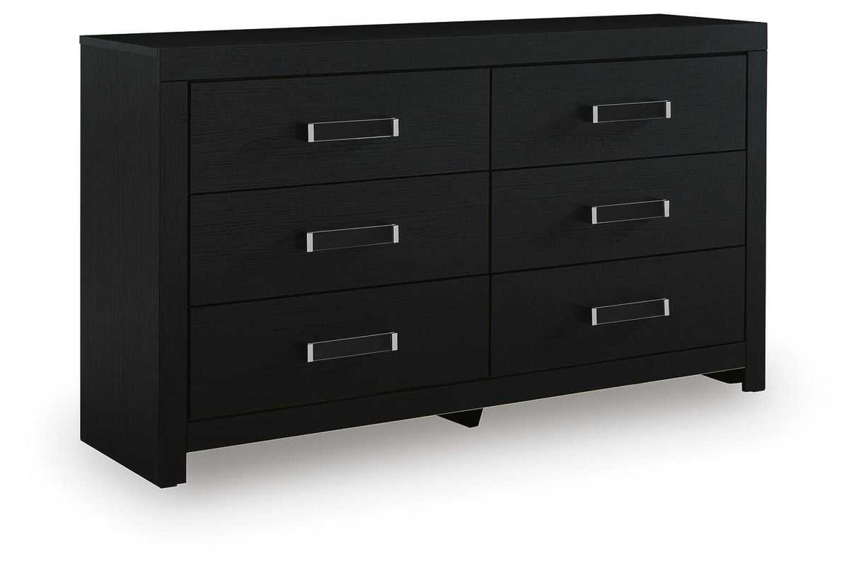 Maeling Queen Upholstered Panel Bed, Dresser and Nightstand
