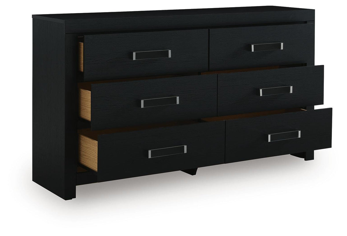 Maeling Queen Upholstered Panel Bed, Dresser and Nightstand