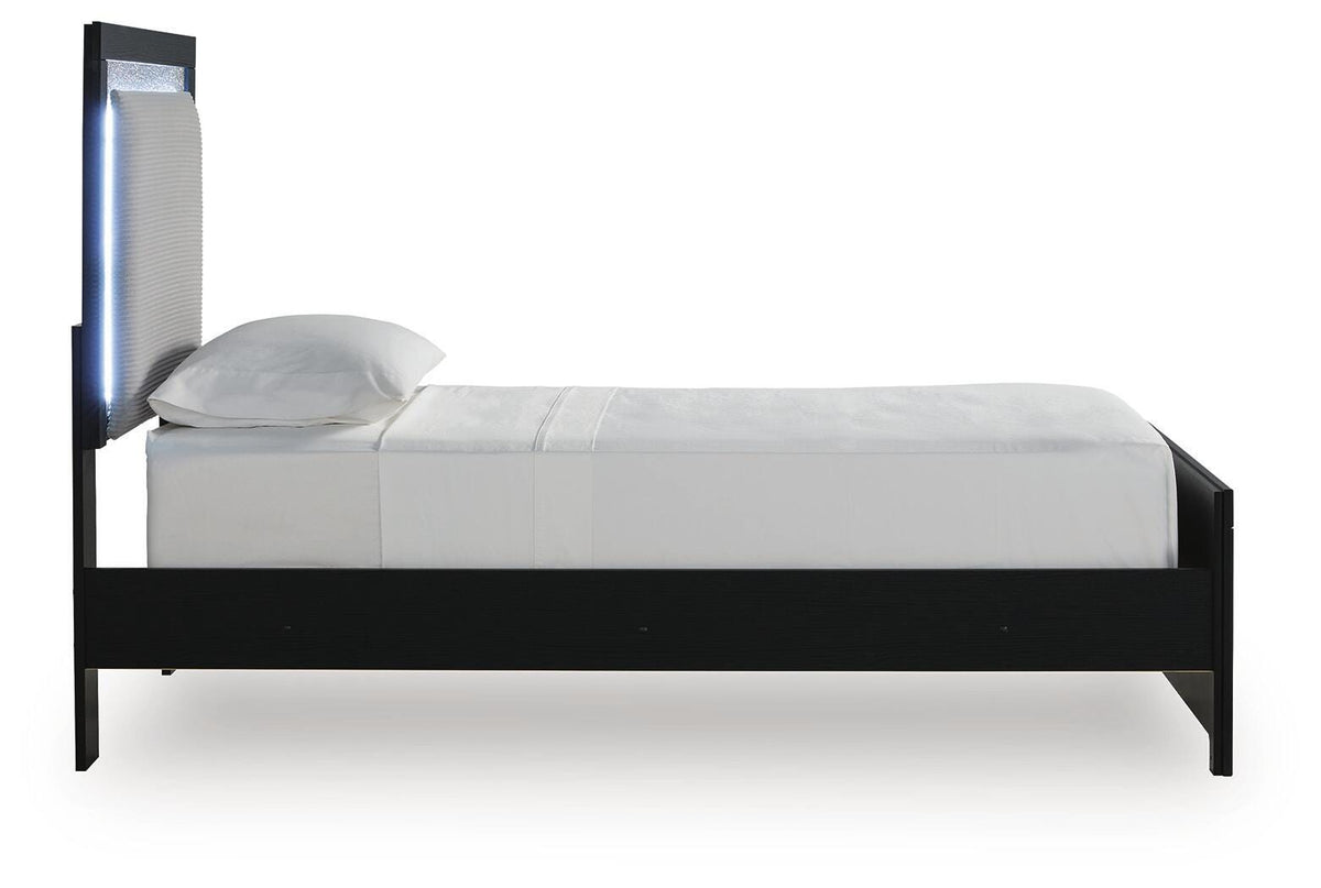 Maeling Upholstered Panel Bed - Black, Twin